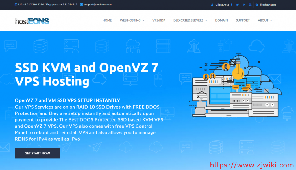 Hosteons八折/洛杉矶不限流量KVM年付21.6美元/支持支付宝微信-主机阁