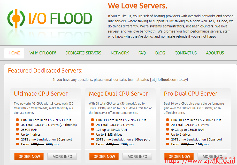 IOFLOOD:$229/月/2*E5-2660v1/128GB内存/96TB硬盘/100TB流量/1Gbps-10Gbps带宽/凤凰城-主机阁