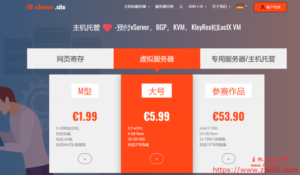 vServer.site:€12/年/1GB内存/5GB SSD空间/1TB流量/1Gbps端口/KVM/德国-主机阁