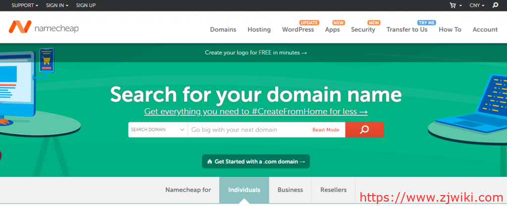 NameCheap：.com $5.88/首年；不限空间虚拟主机，年付16.88美金；EV SSL，5年，52.88美金-主机阁