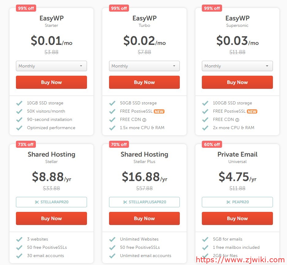 NameCheap：.com $5.88/首年；不限空间虚拟主机，年付16.88美金；EV SSL，5年，52.88美金