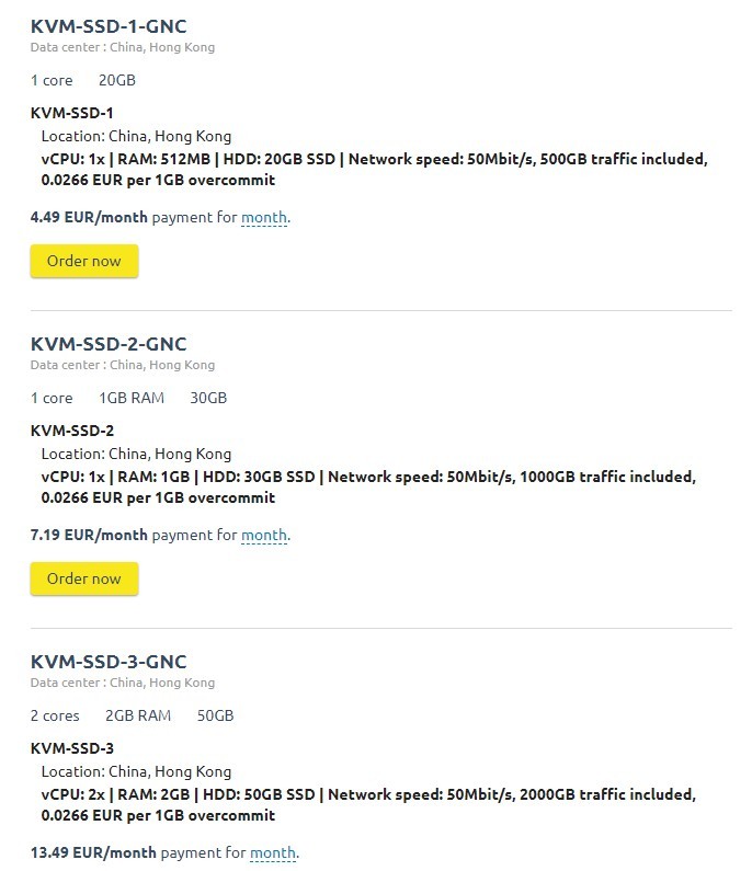 G-CORE：€4.49/月/512MB内存/20GB SSD空间/500GB流量/50Mbps端口/KVM/香港/新加坡/日本/韩国等