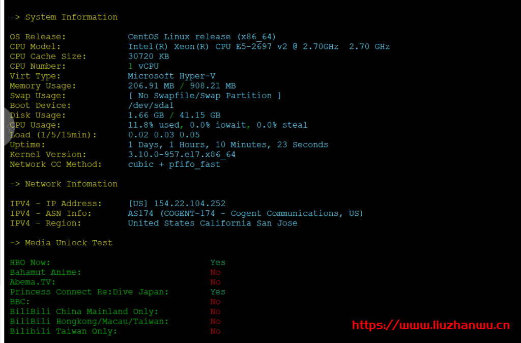 百纵科技:美国圣何塞CN2云服务器1h1G10M 99一年,附测评