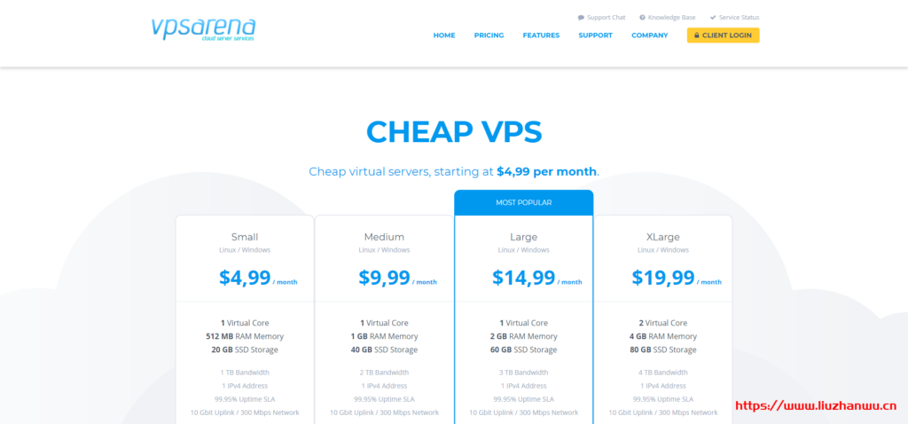 vpsarena:1H/512M内存/20GSSD/1TB流量,月付4.99美元起,年付5折
