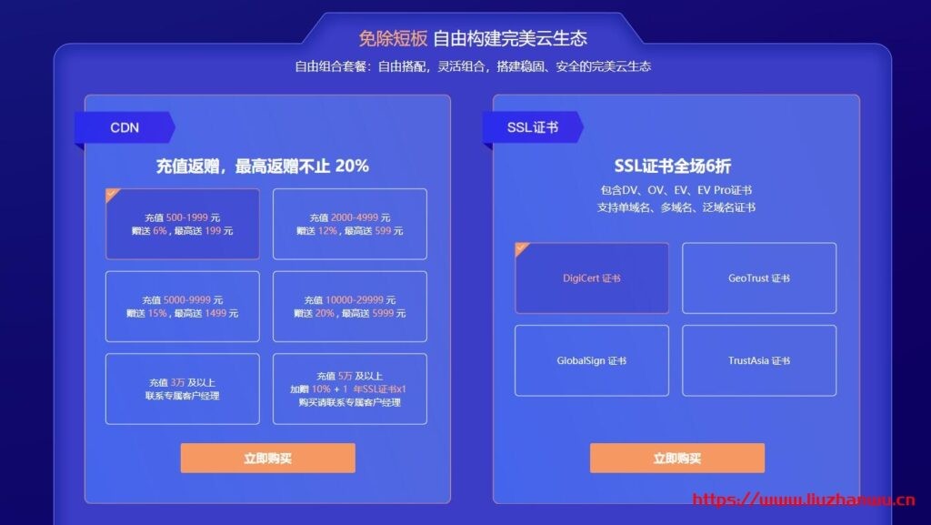 又拍云:上云特惠,全场 5 折起,短信、SSL证书、CDN、云主机,产品多多,折扣多多