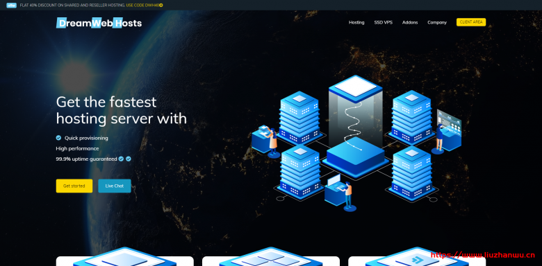 DreamWebHosts托管VPS:1核1G内存25GB SSD硬盘1TB月流量250Mbps带宽5.99美元/月