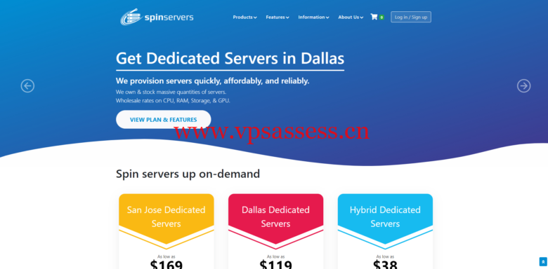 SpinServers：美国达拉斯四路E5高配置独立服务器$599/月（E5-4640 v2*4，768G大内存）-主机阁