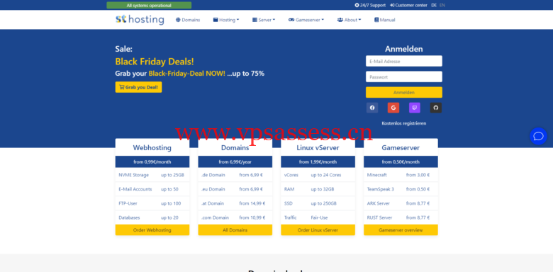 signaltransmitter:黑色星期五,德国vps,2核/4GB内存/50GB SSD空间/不限流量/1Gbps端口,€4.95/月起