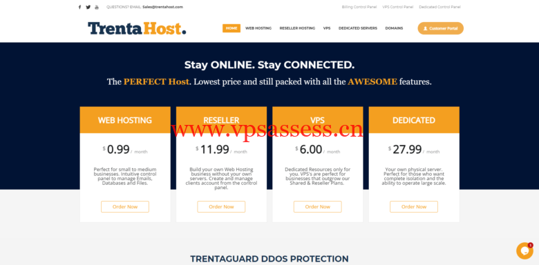 #网一#trentahost：美国便宜vps5折优惠，1核/1G内存/10G SSD硬盘/1TB流量/1G端口，月付$1.25起，虚拟主机$0.99/月起-主机阁
