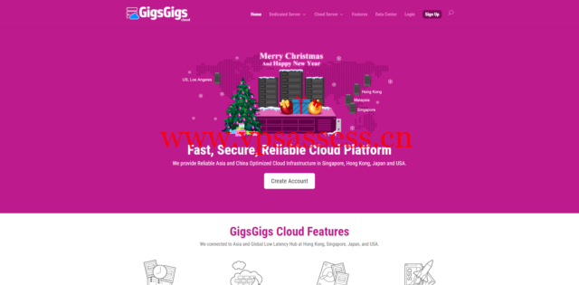 GigsGigsCloud#圣诞优惠#：美国CN2(CN2,CUVIP,CMI) / GLOBAL(10Gbps CMI 线路 ) VPS 2折促销 ，仅限月付-主机阁