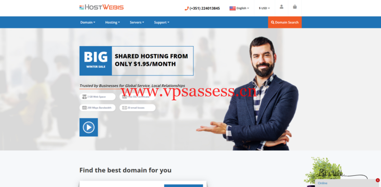 HostWebis:葡萄牙vps,1核/512MB内存/10GB SSD硬盘/500GB流量/1Gbps端口,€3.5/月-主机阁