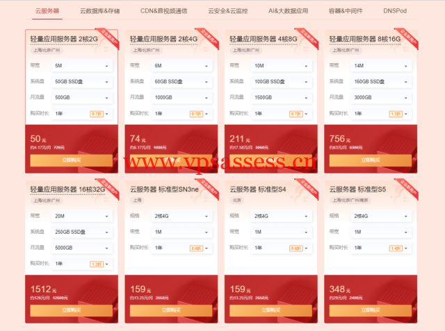 腾讯云新春采购：轻量云服务器，40元/年(2核2G)，74元/年(2核4G)，211元/年(4核8G)