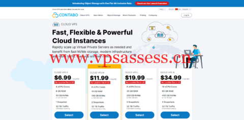 Contabo：美国机房VPS免附加费，4核8G/50G NVMe或200 GB SSD，200M不限流量，月付$6.99起-主机阁