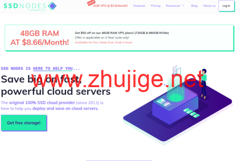 ssdnodes:2核/4G内存/80GB NVME/4TB流量/1Gbps带宽, $46.8/年-主机阁