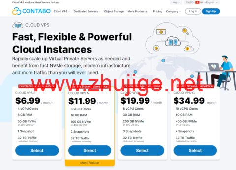 Contabo：澳大利亚悉尼VPS上线，圣诞节老用户购买VPS和独立服务器限时免安装费，€5.99/月起-主机阁