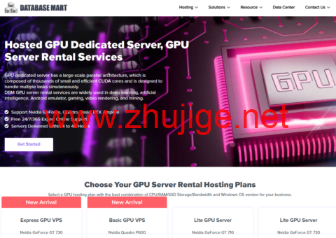 Database Mart：美国全新GPU VPS上线，GT 730/Quadro P600等型号，折扣促销，$21/月起-主机阁