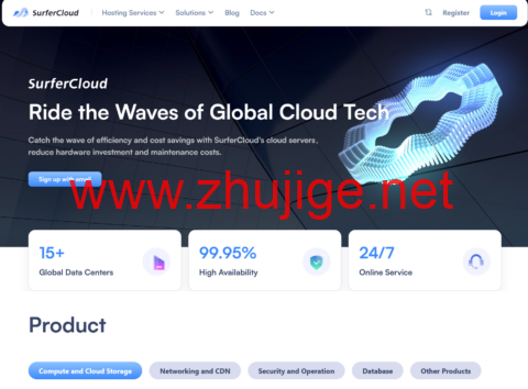 SurferCloud：企业级云服务器促销，4核8G内存，不限流量，每月仅$20.9，全球15个机房同价，支持Linux/Windows系统，5M带宽-主机阁