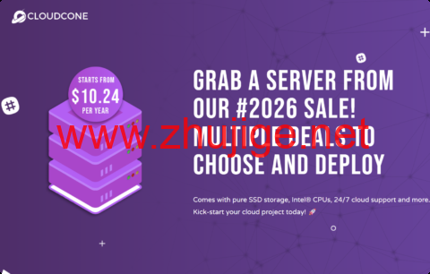 #Hashtag 2026 Sale#CloudCone：洛杉矶vps，2核/1GB/50GB/3TB流量/1Gbps带宽，$10.24/年-主机阁