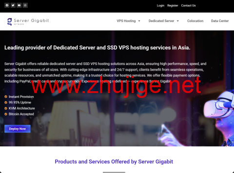 ServerGigabit：马来西亚VPS，1G内存/1核/20G SSD/不限流量@100Mbps 共享带宽，月付$10.4起-主机阁