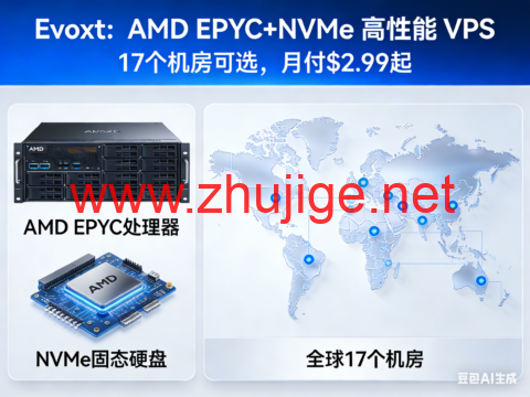 Evoxt：AMD EPYC+NVMe 高性能 VPS，17 个机房可选，月付 $2.99 起-主机阁