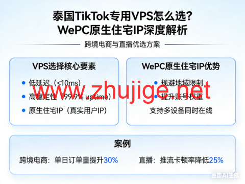泰国 TikTok 专用 VPS 怎么选？WePC 原生住宅 IP 深度解析：跨境电商与直播优选方案-主机阁