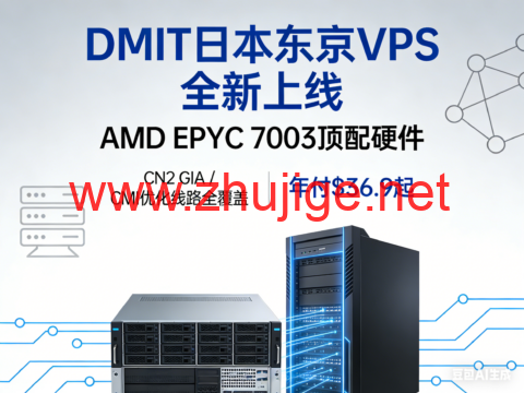 DMIT 日本东京 VPS 全新上线：AMD EPYC 7003 顶配硬件，CN2 GIA / CMI 优化线路全覆盖，年付 $36.9 起-主机阁